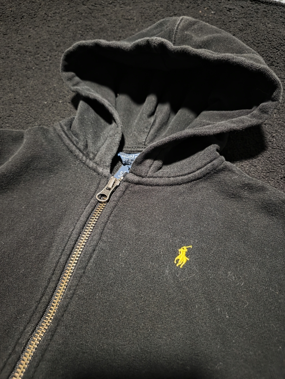 Polo by Ralph Lauren Black Zip Hoodie with Yellow Pony